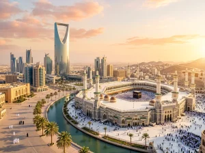 KINGDOM CENTRE IN RIYADH AND MASJID AL HARAM IN MAKKAH SAUDI ARABIA – ASIA
